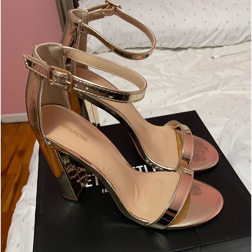 PrettyLittleThing Gold Heels